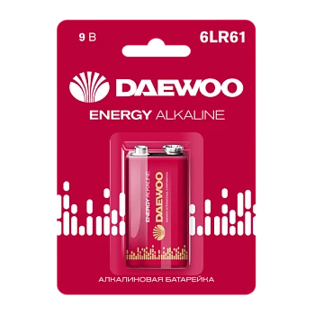 Батарейка Daewoo ENERGY Крона 6LR61 BL1 Alkaline 9V (1/12/144)