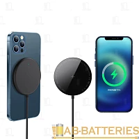 Беспроводное З/У Borofone BQ12 1.5A 15W держатель MagSafe с кабелем Type-C черный (1/16/96)