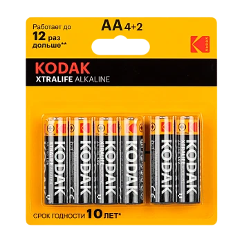 Батарейка Kodak XTRALIFE LR6 AA BL4+2 Alkaline 1.5V (6/72/288)