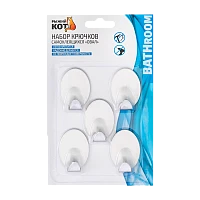 Крючки Рыжий кот "Овал" клеевая основа 3.4х5.1х2см 1кг 5шт. белый (1/24)