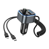 FM-трансмиттер HOCO E74 2USB microSD bluetooth 5.0 QC3.0 серый (1/120)