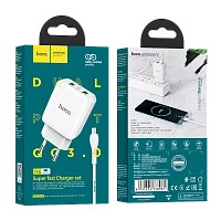Сетевое З/У HOCO N6 2USB 3.0A QC3.0 с кабелем microUSB белый (1/12/120)