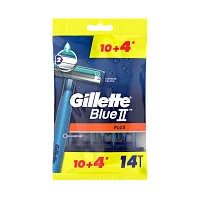 Бритва одноразовая Gillette "Blue II Plus" 2 лезвия ENG 10+4шт. (1/12)
