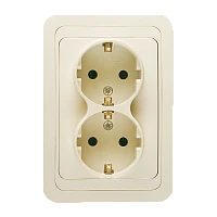 Розетка Makel Mimoza 2гн. 16A С/З кремовый 25082 (1/12)