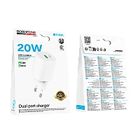 Сетевое З/У Borofone BA104A 1USB+1Type-C 20W QC3.0 белый (1/20/120)