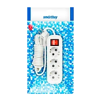 Удлинитель Smartbuy 3р.С/З 16A 5.0м с выкл. ПВС 3x1мм² белый (1/40)