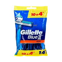Бритва одноразовая Gillette "Blue II Plus" 2 лезвия 10+4шт. (1/12)