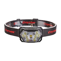 Фонарь налобный Спутник SL554 8W LED от аккумулятора 7 режимов черный красный (1/20)