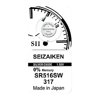 Батарейка SEIZAIKEN 317 (SR516SW) Silver Oxide 1.55V (1/10/100/1000)