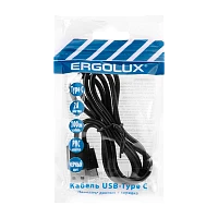 Кабель Ergolux ELX-CDC02P-C02 USB (m)-Type-C (m) 1м 2.0A черный пакет с подвесом (1/10/360)