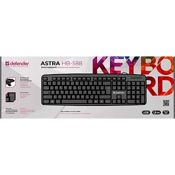 Клавиатура проводная Defender HB-588 RU Astra классическая USB 1.8м черный (1/20)