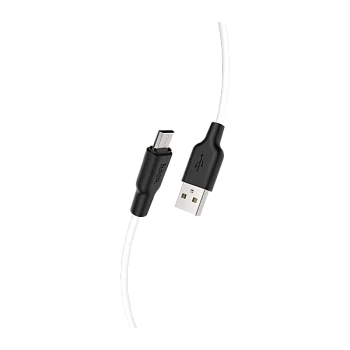 Кабель HOCO X21 Plus USB (m)-microUSB (m) 2м 2.4A силикон черный белый (1/28/168)