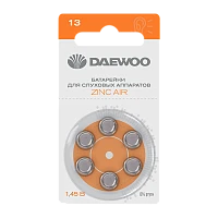 Батарейка Daewoo ZA13 BL6 Zinc Air 1.45V (6/60/600/3000)