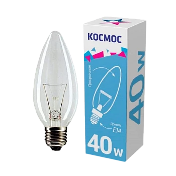 Лампа накаливания Космос E27 40W 220-240V свеча Брест прозрачная (1/10/100)