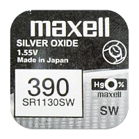 Батарейка Maxell 390 (SR1130SW) BL1 Silver Oxide 1.55V 0%Hg (1/10/100)