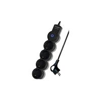 Удлинитель Космос 4р.С/З 10A 1.5м с выкл. ПВС 3х0.75мм² IP20 черный (1/30)