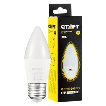 Лампа светодиодная Старт Candle C37 E27 10W 2700К 220V свеча WS (1/10/100)