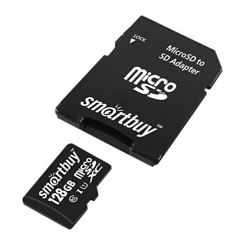 Карта памяти microSD Smartbuy 128GB Class10 UHS-I (U1) 90 МБ/сек с адаптером