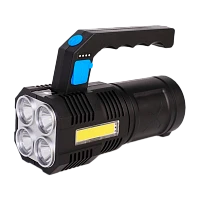 Фонарь ручной Ultraflash LED53766 3W 4LED+COB от аккумулятора microUSB 4 режима черный (1/54)