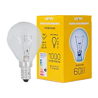 Лампа накаливания Старт E14 60W 230V шар ДШ прозрачная (1/10/100)