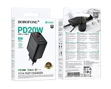 Сетевое З/У Borofone BA96A 1USB+1Type-C 3.0A 20W QC3.0 дисплей черный (1/46/184)