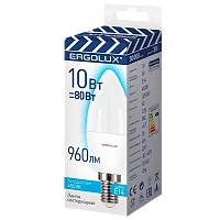Лампа светодиодная Ergolux E14 10W 4500К 172-265V свеча (1/10/100)
